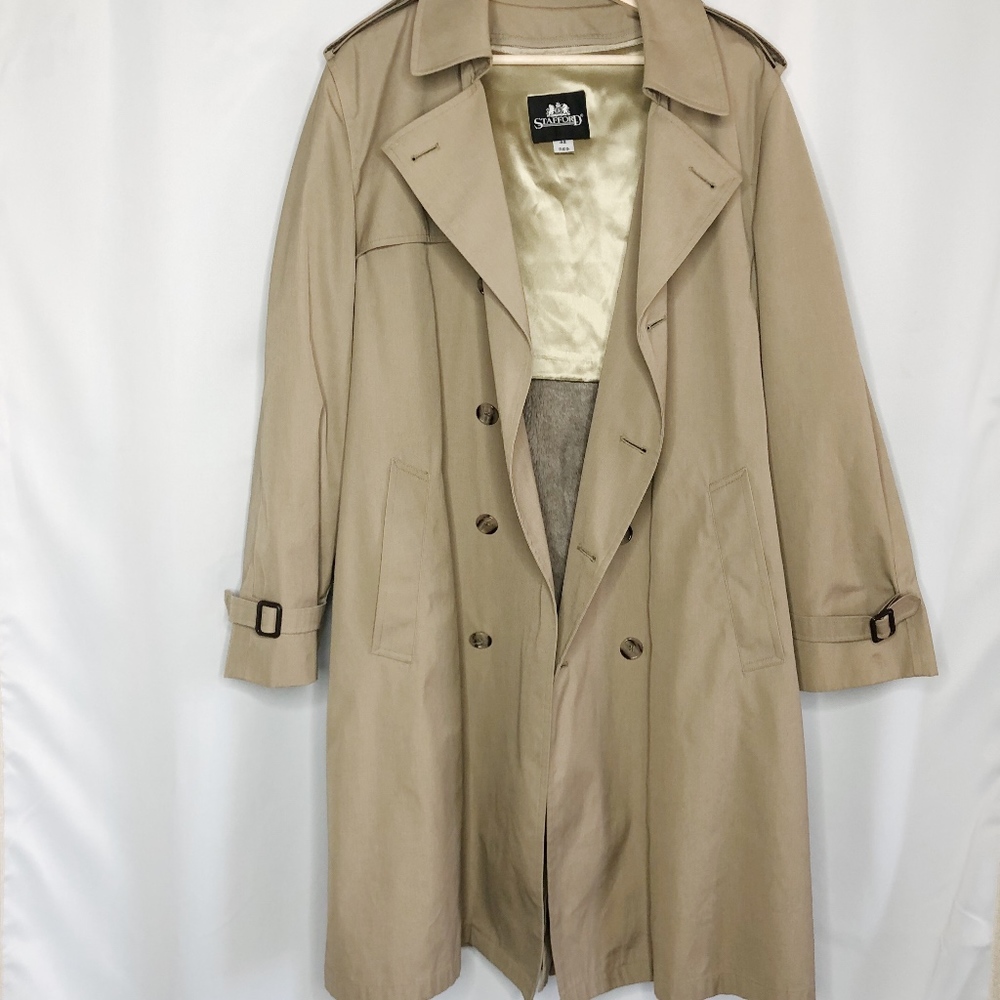 Stafford Belted Khaki Trench Coat, Sz 42R